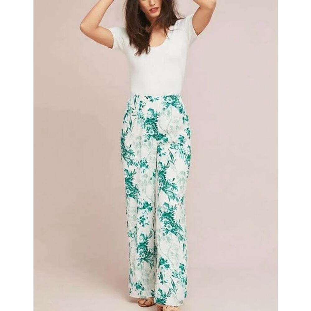 Ett:twa Anthropologie Christina Floral Wide Leg Pants NWT